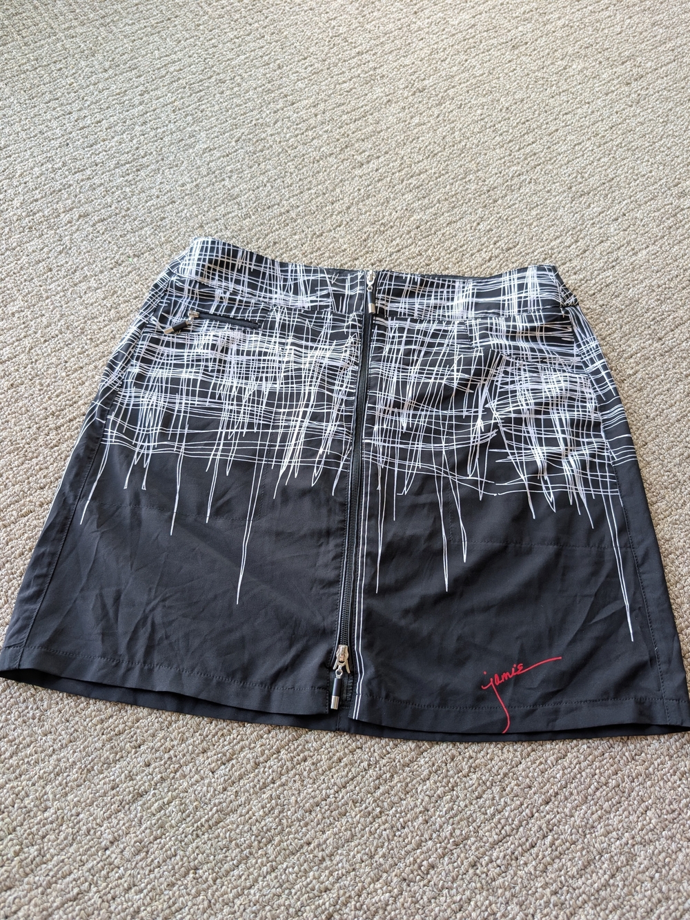 jamie sadock Black Skirt with White Linear Print